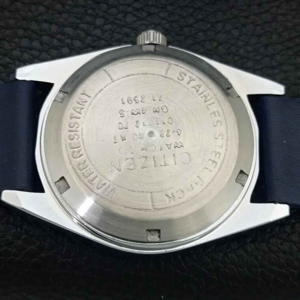 Vintage 1978 Citizen Automatic Mens Silver Watch W/daydate & Blue accents